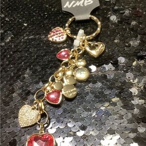 Disney Gold and Red Heart Charm Keychain